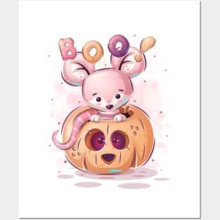 Mouse in pumpkin Posters and Art